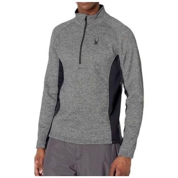 Spyder Outbound Jacket Mens Medium Grey/ Black 1/4 Zip Pullover Sweater Outdoor - Picture 1 of 5